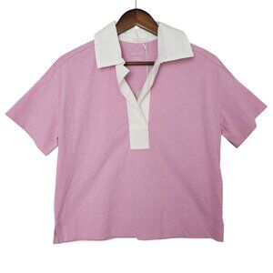 Everlane Organic Cotton Polo Womens Size XS Mauve Oversized Preppy NWT